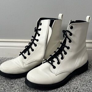 Time and Tru White Combat Boots